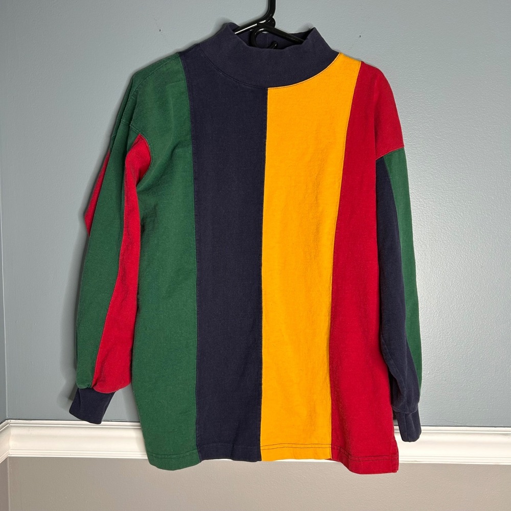 Vintage Honors Colorblock Mock Neck‎ long sleeve shirt Men's Size M Vtg